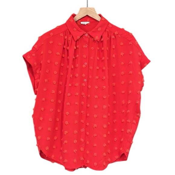 JODIFL Tops - Jodifl Short Sleeve Swiss Dot Loose Fit Top Red Size Small